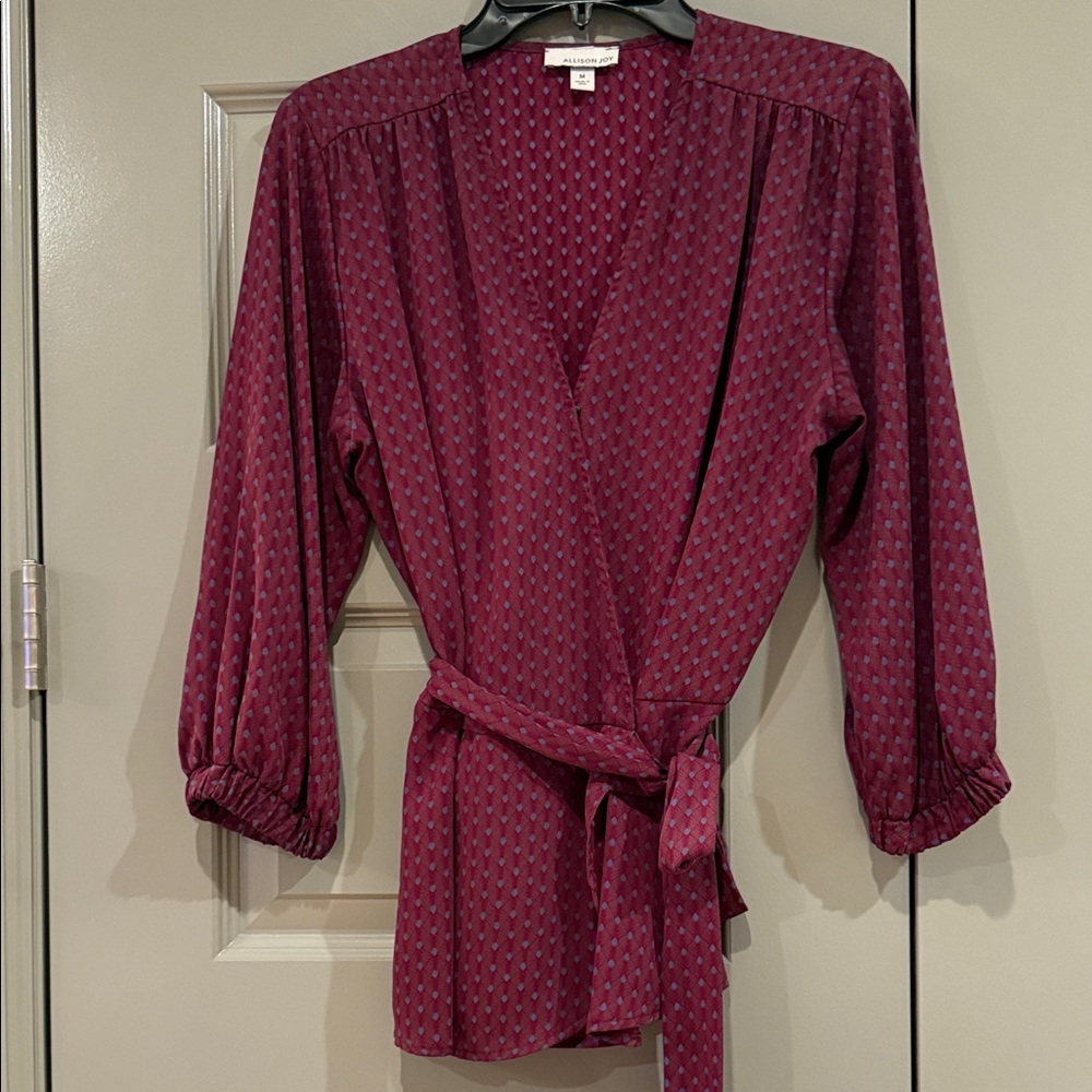 LAST CALL! Evereve Plum & Blue Wrap Blouse
